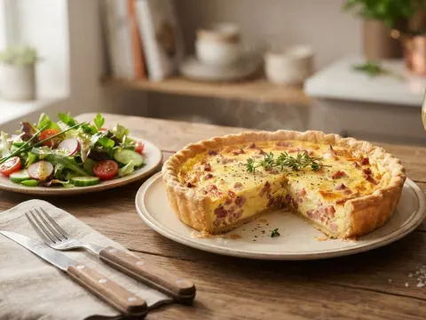 Quiche lorraine et salade verte