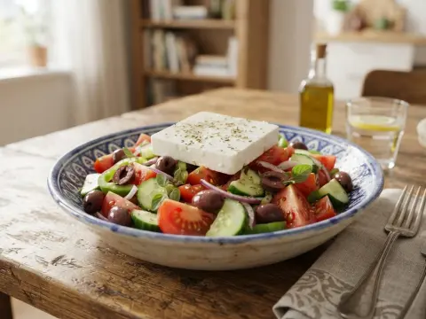 Authentique Salade Grecque Croquante et Feta