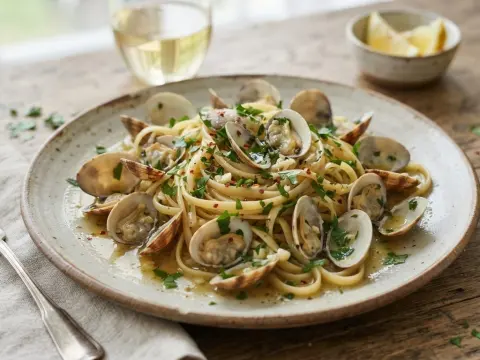 Linguine aux palourdes à l'ail et au persil