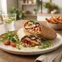 Wrap au poulet, poivrons marinés et roquette