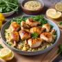 Brochettes de Poulet Mariné au Citron et Herbes, Salade de Quinoa