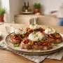 Bruschetta aux poivrons confits et burrata