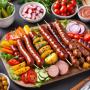 Barbecue estival : Saucisses, Merguez, Brochettes de Légumes et Salade