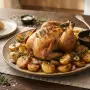Poulet rôti aux pommes de terre et thym
