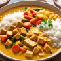 Curry de légumes de saison au lait de coco et riz basmati