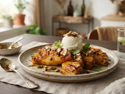 Ananas rôti au sucre complet et épices douces au barbecue