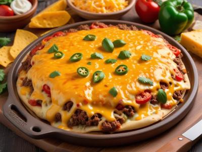 Pinsa Tex-Mex au Bœuf Épicé, Poivrons et Cheddar