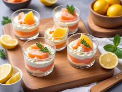 Verrines Fraîches au Saumon Fumé, Fromage Frais et Citron