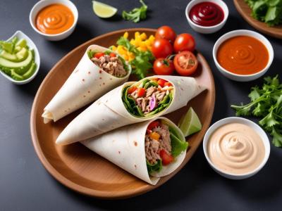 Wraps au Thon, Crudités et Sauce Yaourt