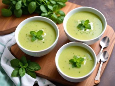 Soupe froide de concombre à la menthe