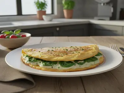 Omelette Moelleuse aux Épinards Frais et Parmesan