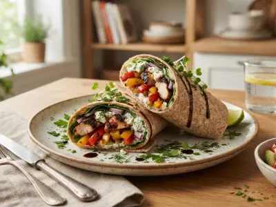 Wrap au poulet grillé, poivrons et fromage frais