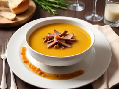 Velouté de Céleri-Rave aux Éclats de Canard Confit