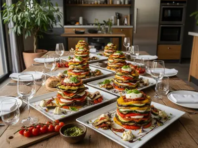 Grand Millefeuille de légumes grillés et pesto de basilic pour 50 personnes