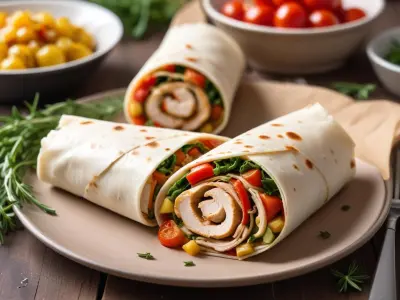 Wrap au Poulet aux Herbes et Poivrons Marinés