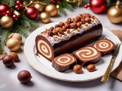 Bûche de Noël Moelleuse au Chocolat et à la Crème de Marrons