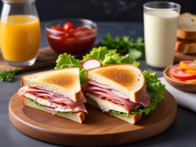 Sandwich Gourmand au Jambon de Pays, Fromage Frais et Salade