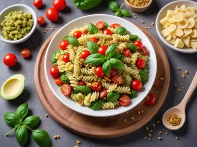 Salade de pâtes au pesto et légumes croquants