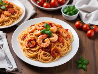 Spaghetti aux Crevettes et Chorizo