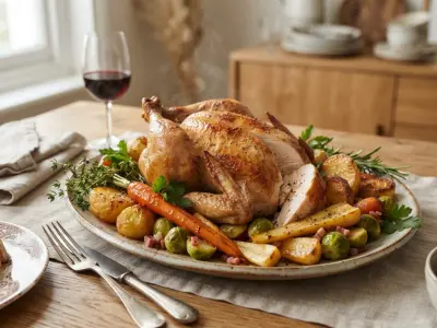 Poulet rôti du dimanche et légumes de saison glacés