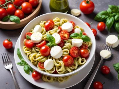Salade de Pâtes Estivale au Pesto, Mozzarella et Tomates Cerises