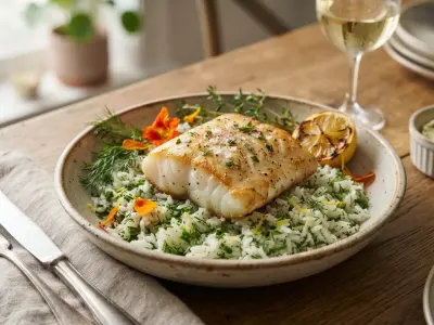Filet de cabillaud et riz blanc aux herbes