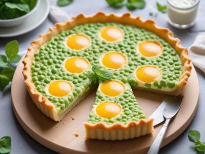 Tarte soleil aux petits pois, menthe et ricotta