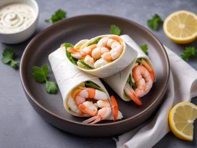 Wrap au fromage blanc et crevettes citronnées