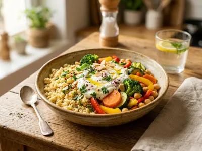 Bol de Semoule aux Légumes Vapeur et Sauce Yaourt