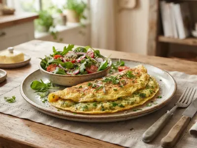 Omelette aux herbes et salade verte