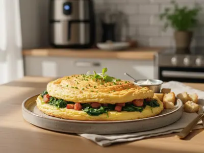 Omelette Aérienne aux Épinards et Lardons à l'Air Fryer