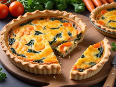 Quiche printanière aux poireaux, épinards et carottes