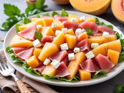 Salade Estivale Melon, Jambon Cru et Feta