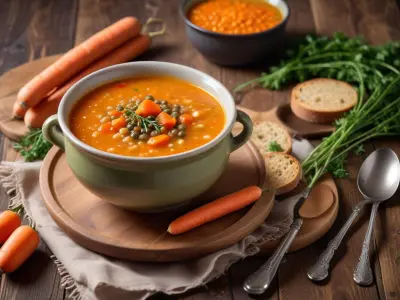 Soupe Rustique aux Lentilles et Carottes