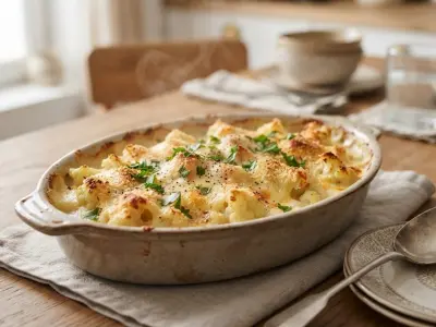Gratin de chou-fleur, béchamel et emmental râpé