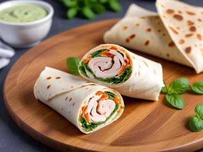 Wraps Frais au Poulet, Yaourt et Menthe