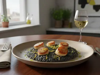 Risotto Noir aux Saint-Jacques et Zeste de Citron