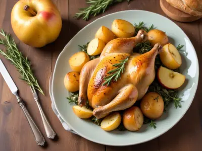 Poulet rôti aux herbes et pommes de terre grenaille