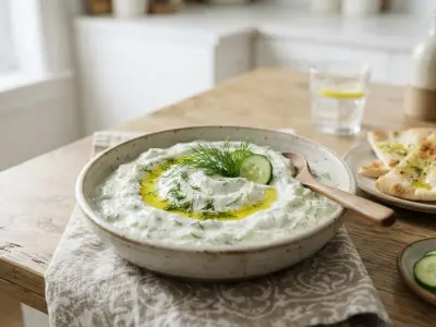 Tzatziki de concombre traditionnel au yaourt grec et à l'aneth