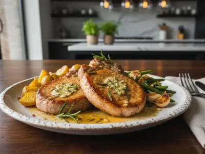 Côtes de porc au romarin et beurre d'ail
