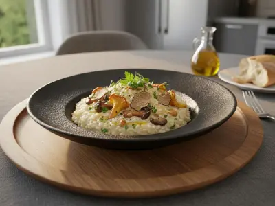 Risotto Binaire aux Champignons et Huile de Truffe