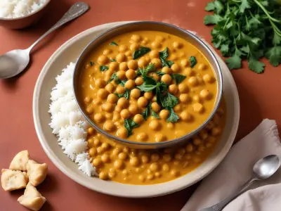 Curry de pois chiches au lait de coco et épinards