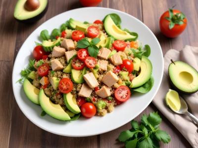 Salade de Quinoa au Poulet, Poivrons et Avocat