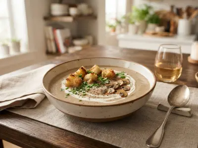 Velouté de champignons et croûtons