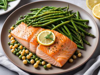 Saumon au four citronné et haricots verts croquants