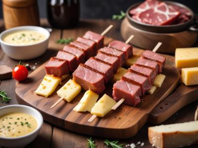 Brochettes de bœuf et fromage à raclette