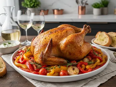 Poulet Entier de 2,5kg aux Poivrons Confits au Cosori 10L