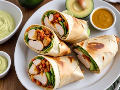 Wrap de Poulet Grillé, Avocat et Sauce au Yaourt (pour 30 personnes)