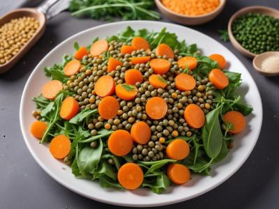 Salade de lentilles, carottes râpées et vinaigrette légère