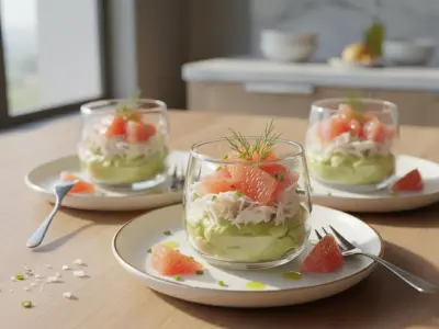 Verrines Fraîcheur d'Avocat, Crabe et Pamplemousse Rose